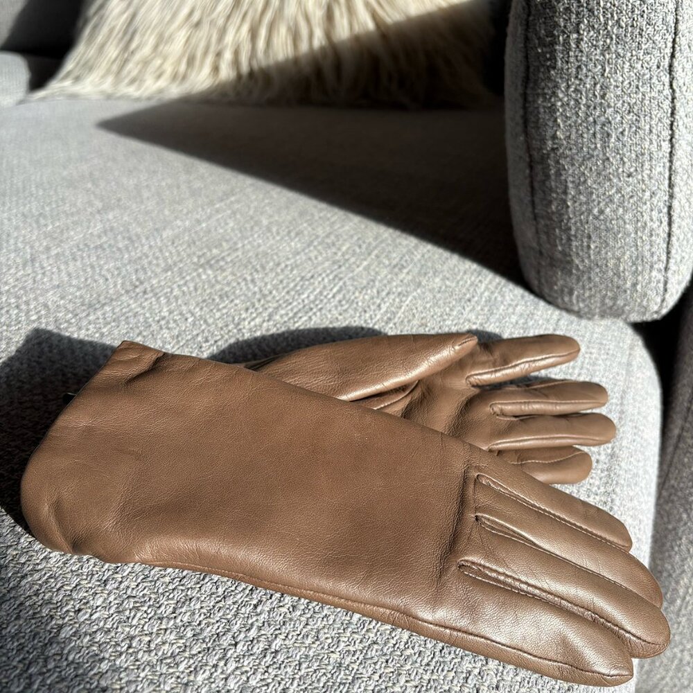 Agnelle Brown Leather Women’s Gloves (size 7)